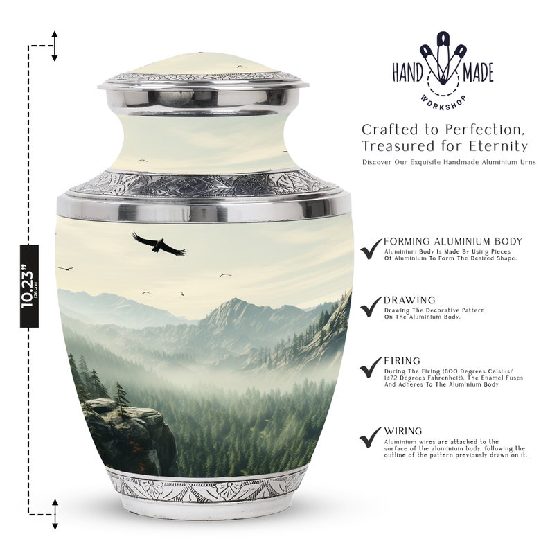 Handcrafted Mountain Landscape Cremation Urns for Adult Women and Men ...