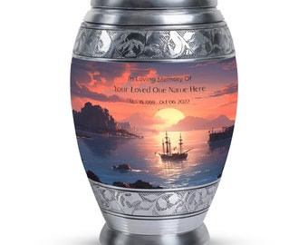 Sailing Ship Memorial Keepsake Urns For Human Ashes Upto 200 Cubic Inches Sailboat Sunset Urn For Ashes For Men