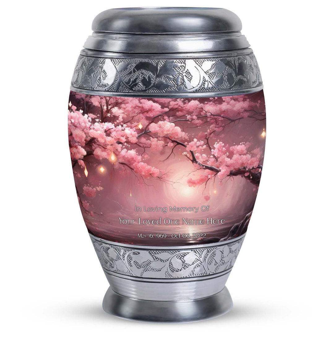 Handmade Pink Floral Spring Cremation Urn for Human Ashes Upto 200 ...
