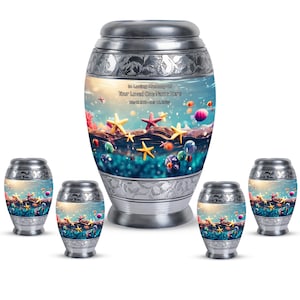 Eternal Seascape Underwater Scenery Ashes Keepsake Urn Upto 200 Cubic Inches Aquatic Ocean Beach scene Funeral Cremation Urns For Ashes
