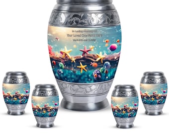 Eternal Seascape Underwater Scenery Ashes Keepsake Urn Upto 200 Cubic Inches Aquatic Ocean Beach scene Funeral Cremation Urns For Ashes