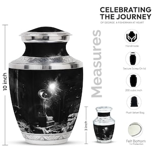 Vintage Black and Silver Cremation Urn - Beautiful Gramophone-Themed Memorial Keepsake Upto 200 Cubic Inches Classic Black Silver Urn