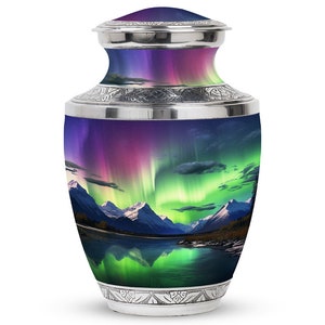 Heavenly Aurora Keepsake Urn - Embrace the Peaceful Glow of the Aurora Borealis with this Women's Urn for Ashes, Up to 200 Cubic Inches