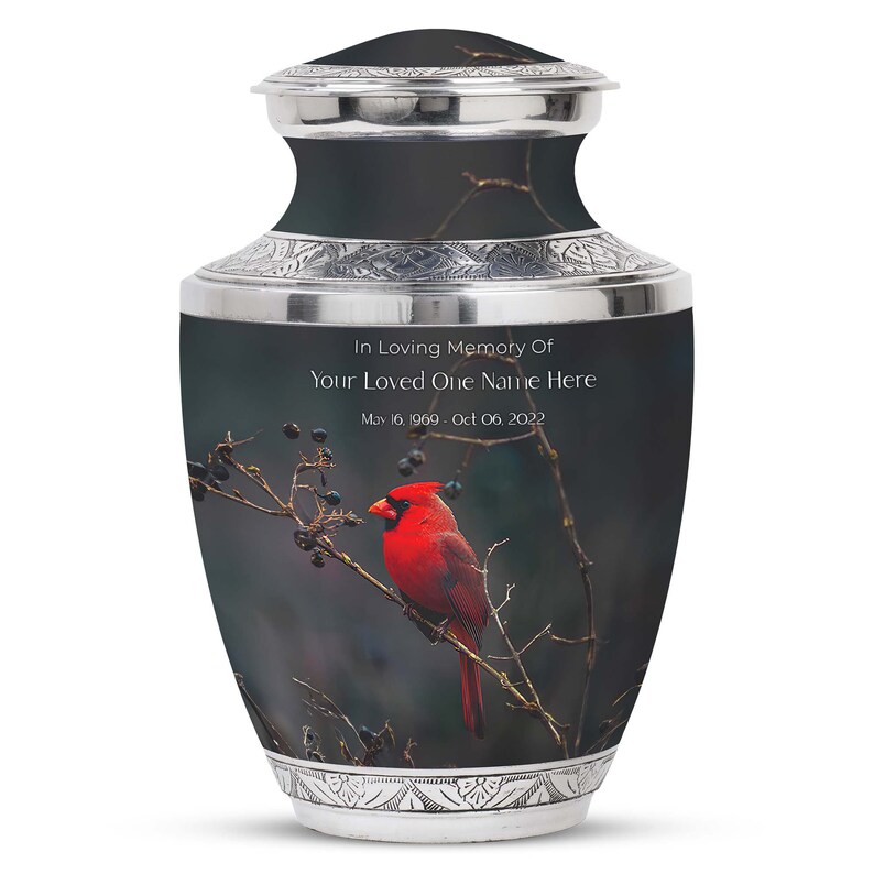 Urn Inscription Examples Personalized Memorial Urn for Ashes Cardinal Bird Design Custom ...
