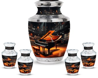 Personalized Piano Classical Music Lover Funeral Cremation Urns For Ashes Upto 200 Cubic Inches Melody Orchestra Inspired Cremation Urn