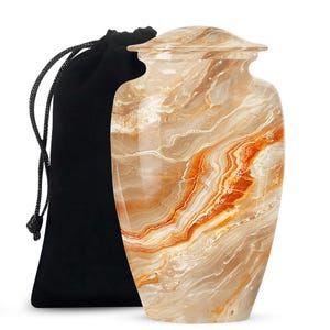 Handcrafted Orange and Beige Swirl Urn for Ashes Elegant Memorial Keepsake Upto 200 Cubic Inches Urns For Human Ashes Keepsake Urn For Mom