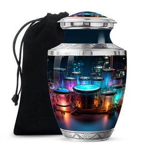Vibrant Music Rock Band Memorial Keepsakes For Ashes Upto 200 Cubic Inches Urn Eternal Musician Melody Drum  Funeral Urns For Ashes Keepsake