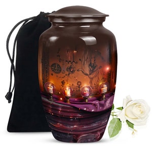 Black Urn Cremation Urn for Adult Ashes Large Memorial Urn for Men,Women Burial Urns for Human Ashes Upto 200 Cubic Inches Decorative Urn