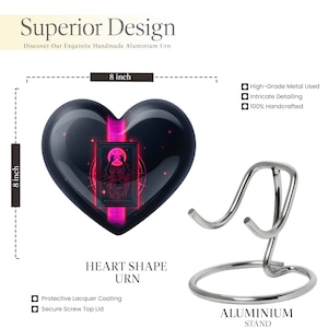 Black Heart Cremation Urn with Neon Pink Spiritual Artwork Keepsake for Loved Ones Stylish Memorial Ashes Urns For Human Ashes Adult Man