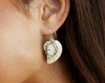 925 sterlingzilveren nautilusschelpoorbel, handgemaakte schelpsieradencadeau