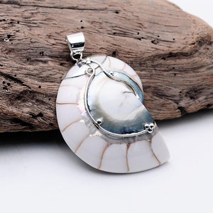 Handmade Sterling Silver Pendant with Nautilus Shell