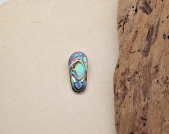 Handmade Sandals-Shape Abalone Shell Pendant | Natural Paua 925 Sterling Silver | Beach Flip Flop Jewelry