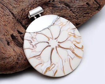SeaShell Pendant with 925 Sterling Silver, Handmade Jewelry