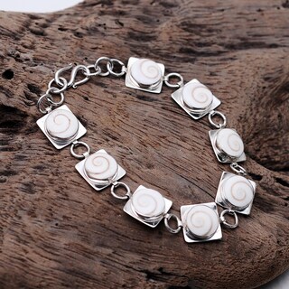 Bracciale Argento Sterling 925 Con Conchiglia Naturale Occhio Di Shiva (Santa Lucia) – Gioiello Donna Fatto A Mano, Regolabile 17-19 Cm, Portafortuna, Confezione Regalo