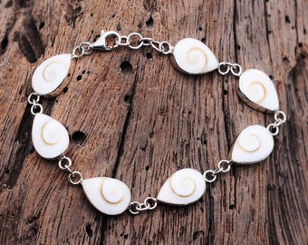 Shiva-oogschelparmband: 925 sterlingzilveren boho-manchet