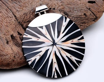 Genuine Shell Pendant with 925 Sterling Silver, Handmade Jewelry