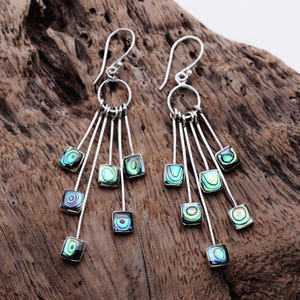 Handmade Abalone Shell Drop Earrings: 925 Sterling Silver Jewelry