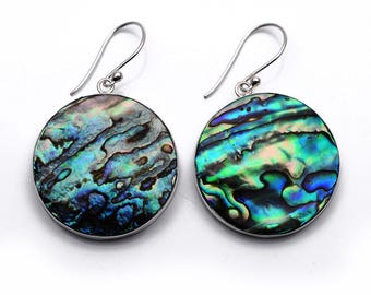 Handmade Abalone Shell Earrings: Iridescent Sterling Silver Jewelry
