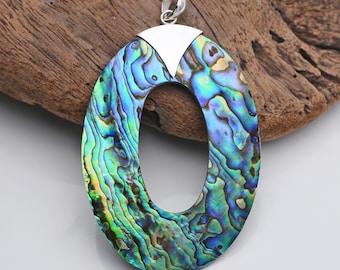 Paua-abalone-schelphanger: sterlingzilveren holle ketting