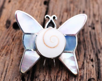 Hanger Shiva-oog en parelmoer vlinder: sterlingzilveren oceaansieraden