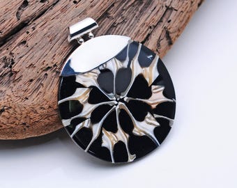 Handgemaakte schelphanger: 925 sterlingzilveren bohoketting