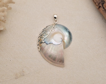 Nautilus Shell Pendant | 925 Sterling Silver | Handmade Product