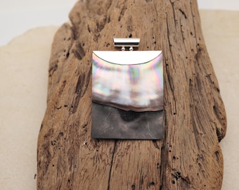 Handmade Brown Leaf Shell Pendant, 925 Sterling Silver Ocean Jewelry, Unique Nature Gift Necklace