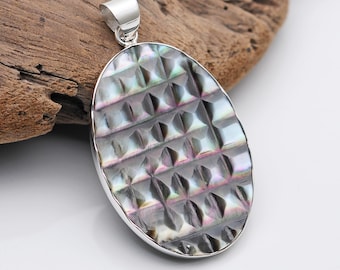 Zwarte Tahiti-hangerketting met schelp: sterlingzilveren boho-strandsieraden