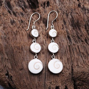 Shiva Eye Shell Earring with 925 Sterling Silver, Handmade Earring, Silver Jewelry, Natural Shell