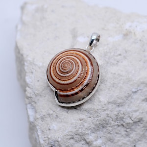 Unique Shell Pendant with 925 Sterling Silver, Handmade Jewelry