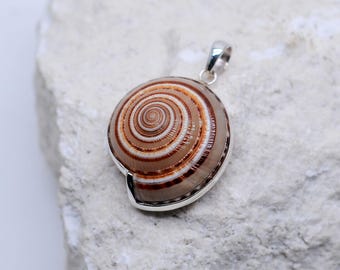 Unique Shell Pendant with 925 Sterling Silver, Handmade Jewelry