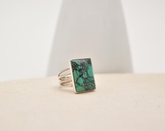 Turquoise Matrix Sterling Silver Statement Ring