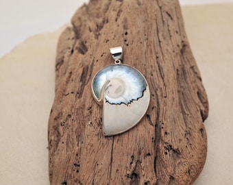 Handmade Nautilus Shell Pendant: Sterling Silver Beach Jewelry