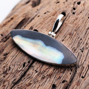 Handgefertigter Brauner Blatt Muschel Anhänger, 925 Sterling Silber Ocean Schmuck, Einzigartige Natur Geschenk Halskette