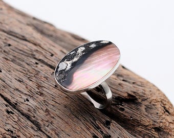 Shell Ring with 925 Sterling Silver, Handmade Jewelry, Genuine Seashell