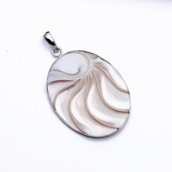 Nautilus Shell Pendant with 925 Sterling Silver, Handmade Pendant, Beach Outfit