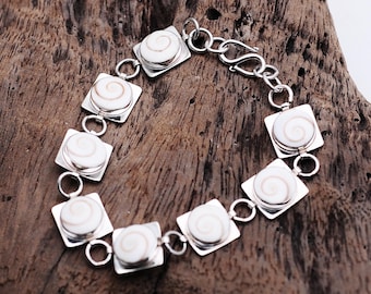 Handgemaakte Shiva Eye Shell 925 sterlingzilveren armband - Uniek oceaancadeau