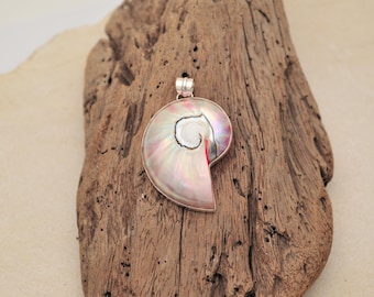 Handmade Nautilus Shell Pendant: Sterling Silver Beach Necklace