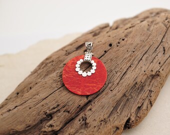 Natural Red Coral Pendant with 925 Sterling Silver| Balinese Handmade Product