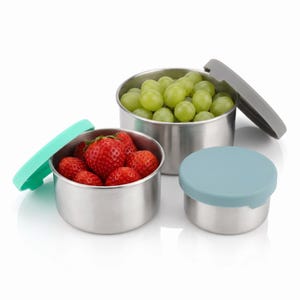 Stainless Steel Snack Pots | Food Storage Containers with Leakproof Silicone Lids - Lunch Box Pots