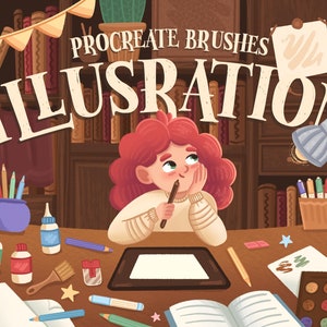 15 Illustration Procreate Brushes, Instant Digital Download