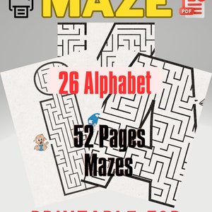 26 Alphabet Mazes to print for kids with fun Educational activities pages Instant PDF Digital Download A4