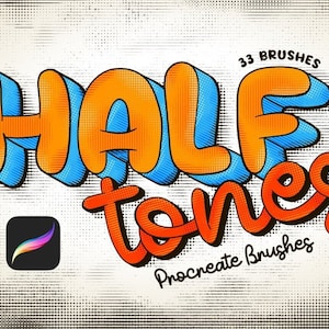 32 Halftone Procreate Brushes, Instant Digital Download