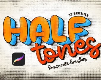 32 pinceles Procreate de medios tonos, descarga digital instantánea