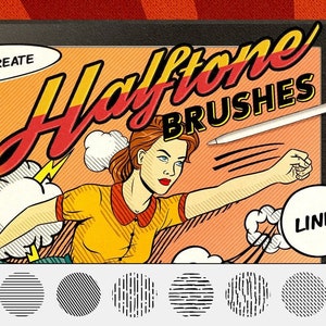 21 Vintage Comics: Line Procreate Brushes, Instant Digital Download