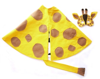 Dress up gift Giraffe / Zebra reversible costume cape and mask, book day, toddler, boys girls