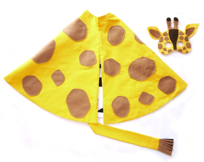 Dress up gift Giraffe / Zebra reversible costume cape and mask, book day, toddler, boys girls
