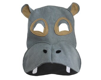 Book day costume Hippo mask, kids or adults size fabric, theatre production, dress up gift