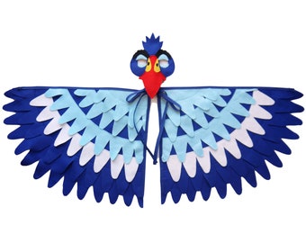 Costume Bird wings and mask costume. Book day costume, theatre, Hornbill  adjustable to allow room for growth. Adult and child size