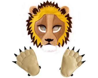 lion gift, mask and paws, Boy's, Girl's, dress up, Masquerade, festival, ball, theatre